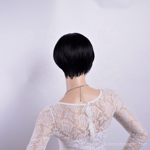 Wholesale high quality Synthetic wigs natural straight wave hair black short hair synthetic hair wigs for black women